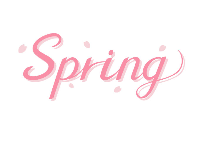 「Spring（春）」のカリグラフィー文字