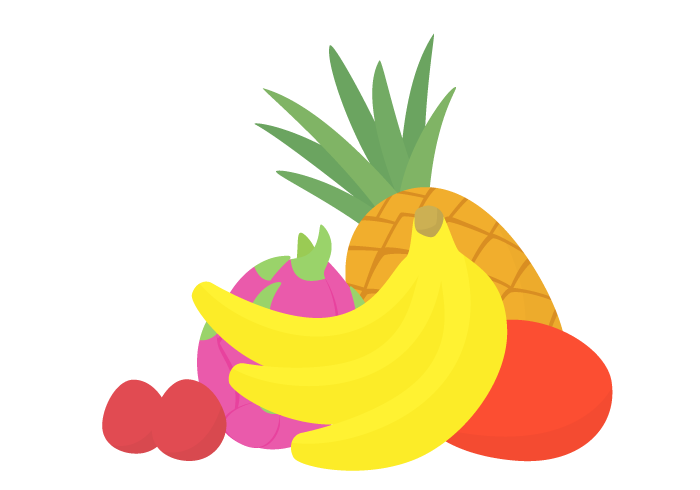さまざまなトロピカルフルーツ（果物）