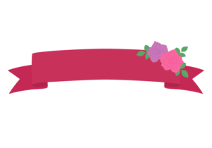 見出しリボン枠（バラの花）