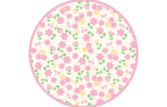 円形フレーム（ピンク色の小花柄）