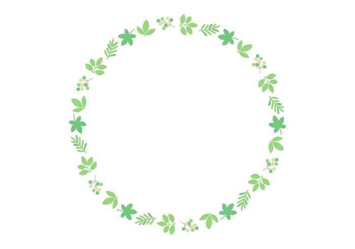 葉と実の円形フレーム（黄緑色）