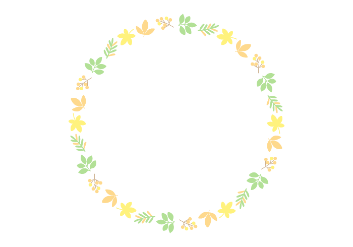 葉と実の円形フレーム（パステルカラー）