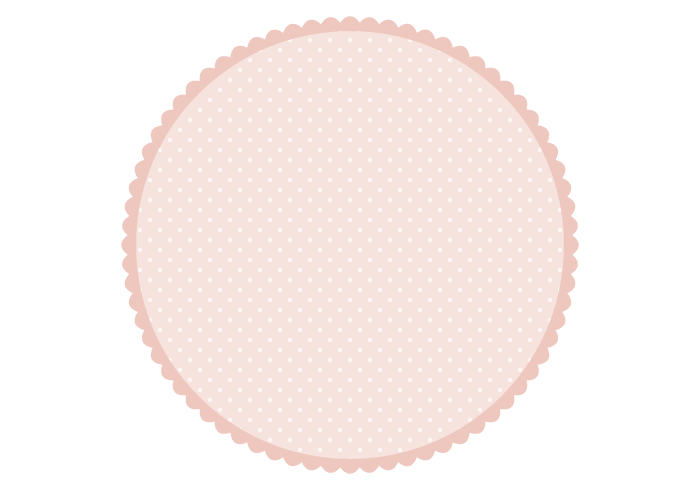 円形フレーム（ベージュ色の水玉模様）