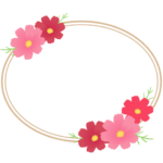 秋の花の楕円形フレーム（コスモス）