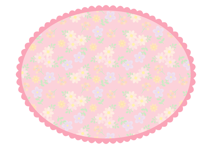楕円形フレーム（ピンク色の小花柄）
