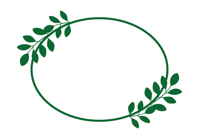葉の円形フレーム（深緑色）