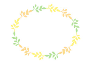 葉の円形フレーム（パステルカラー）