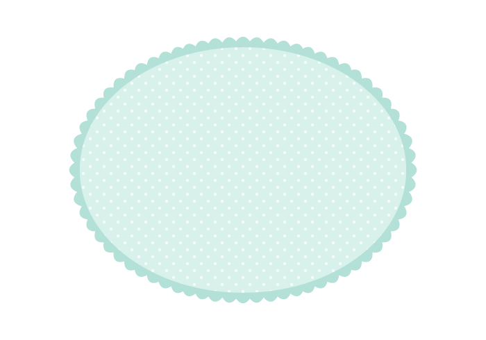 楕円形フレーム（水色の水玉模様）