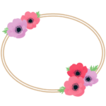 春の花の楕円形フレーム（アネモネ）