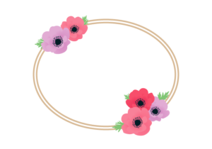 春の花の楕円形フレーム（アネモネ）