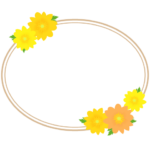 冬の花の楕円形フレーム（フクジュソウ）