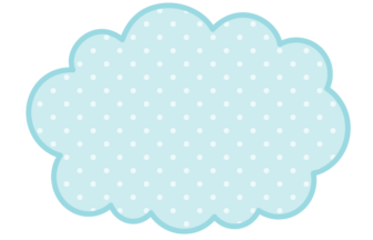 雲形フレーム（水色の水玉模様）