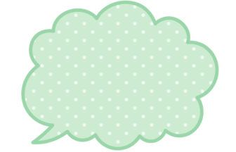 
吹き出しフレーム（雲形の水玉模様枠）
