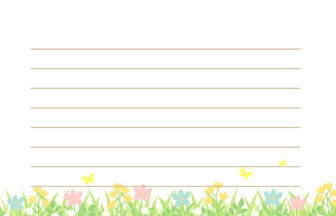 
春の罫線入りはがきのテンプレート（横書き：草花）

