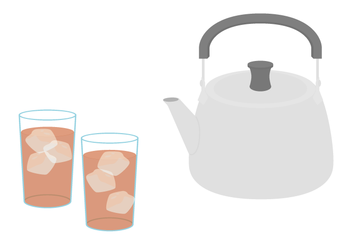 麦茶（やかんとグラス）