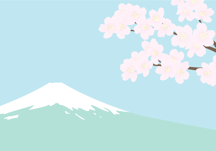 七十二候の桜始開（サクラと富士山）