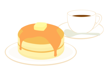 ホットケーキ（パンケーキ）とコーヒー