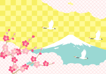 年賀状（富士山とウメ）