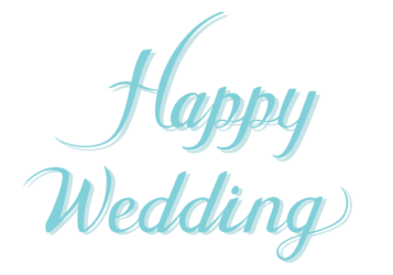 「Happy Wedding」のカリグラフィー文字