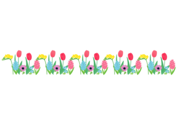 春の花壇の飾り罫線