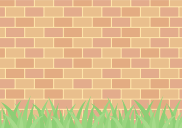 レンガの壁と草