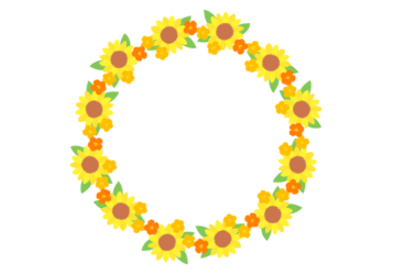 ヒマワリ（向日葵）の円形フレーム