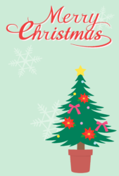 クリスマスカードの縦型テンプレート（クリスマスツリー）
