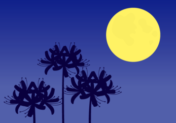 ヒガンバナ（彼岸花）の風景（満月の夜）