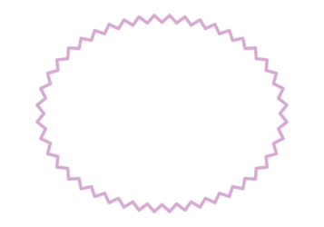 ギザギザ枠（ラベンダー色の楕円形）