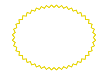 ギザギザ枠（金色の楕円形）