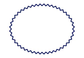 ギザギザ枠（紺色の楕円形）