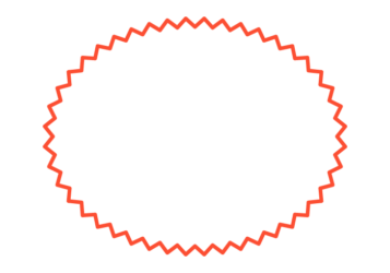 ギザギザ枠（赤色の楕円形）