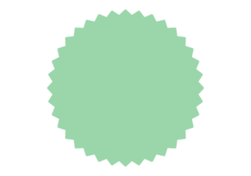 ギザギザ枠（黄緑色の正円形）