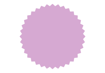 ギザギザ枠（ラベンダー色の正円形）