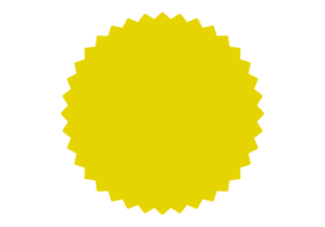 ギザギザ枠（金色の正円形）