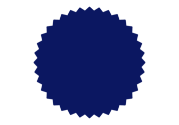 ギザギザ枠（紺色の正円形）