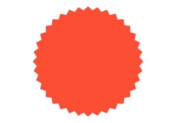 ギザギザ枠（赤色の正円形）