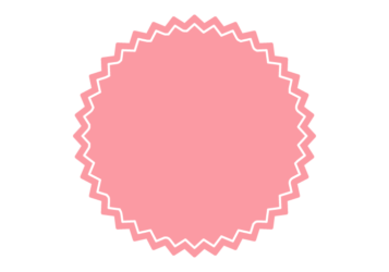 ギザギザ枠（ピンク色の正円形）