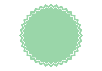 ギザギザ枠（黄緑色の正円形）