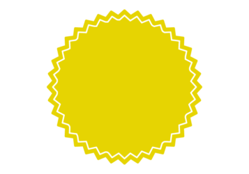 ギザギザ枠（金色の正円形）