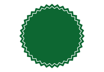 ギザギザ枠（深緑色の正円形）