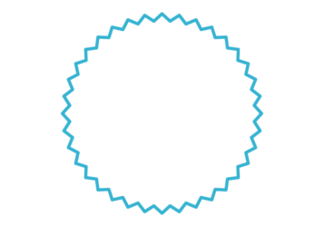 ギザギザ枠（青色の正円形）