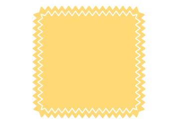 ギザギザ枠（オレンジ色の正方形）