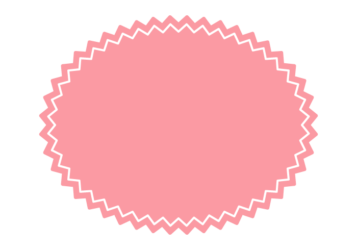 ギザギザ枠（ピンク色の楕円形）