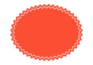 ギザギザ枠（赤色の楕円形）