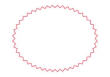 ギザギザ枠（ピンク色の楕円形）