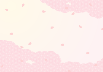 ピンク色の雲文様背景（散る桜）