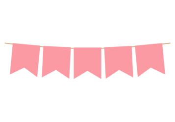 フラッグガーランド（バナー型：ピンク色）