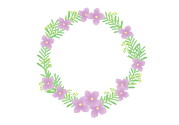 紫色の花の円形フレーム