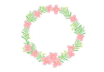 ピンク色の花の円形フレーム